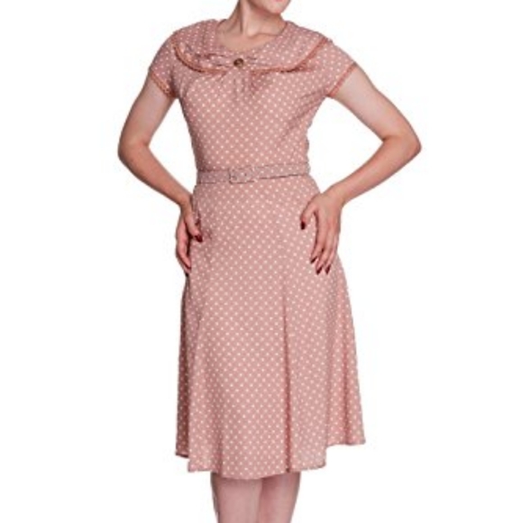 Hell Bunny Dresses & Skirts - Hell Bunny Vixen Ingrid 1940 War Tea Party Polka Dot Dress Latte *DISCONTINUED*